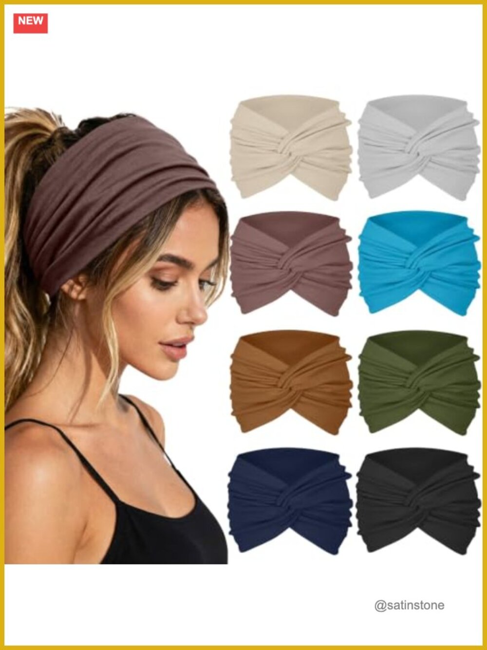 Twist Wide Headbands Polyester Spandex Stretchy Hair Accessories 8 Pack